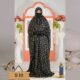 Floral Elegance Black Salat Long Khimar